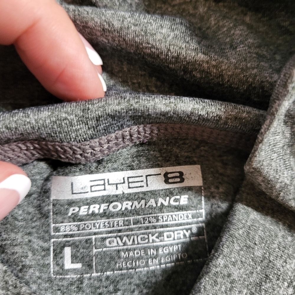 Layer 8 Womens Gray Long Sleeve Quick Dry Thermal Shirt With Thumbholes Size L - Picture 2 of 6